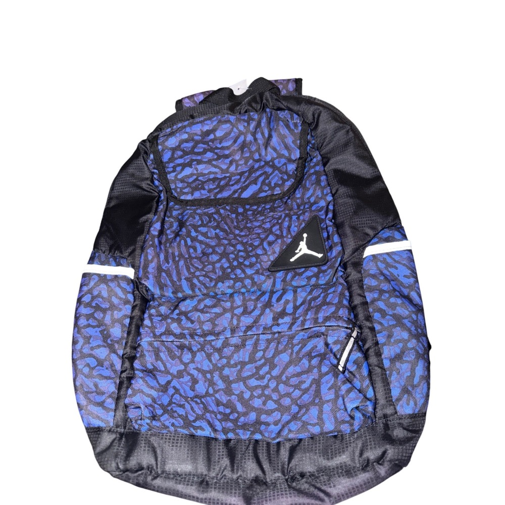 Jordan Elephant Print‎ Backpack Blue Black White Gym School Travel Bag